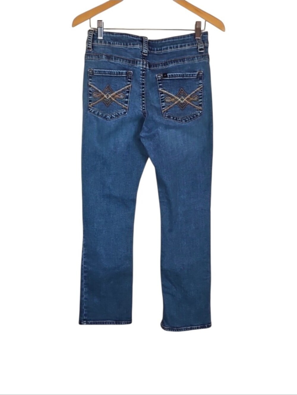 Women's Lee Mid Rise Jeans Straight Leg Medium Wash Classic Blue Jean Stretch 8 - Picture 5 of 7